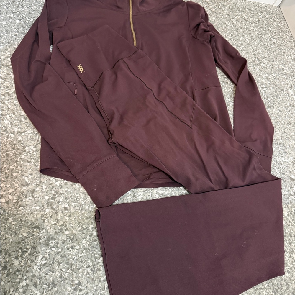 Rhône course to court quarter zip and revive pocket flare, brown berry, small